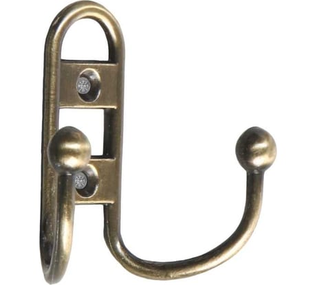 Мебельный крючок ТУНДРА KM203AB, двухрожковый, цвет бронза 1866188