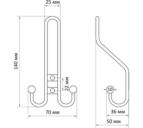 Мебельный крючок ТУНДРА KM303CP, трёхрожковый, цвет хром 1866191
