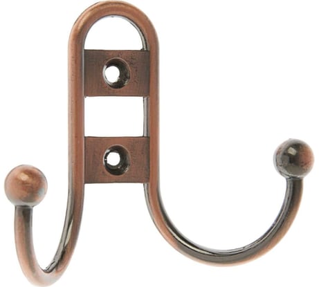 Мебельный крючок ТУНДРА KM203AC, двухрожковый, цвет медь 1866189