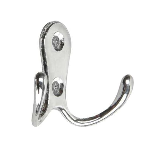 Мебельный крючок ТУНДРА KM207CP, двухрожковый, цвет хром 1866178 1
