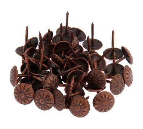 Декоративные гвозди ТУНДРА 16x11 мм, фактурные, цвет медь, 50 шт. 7943381