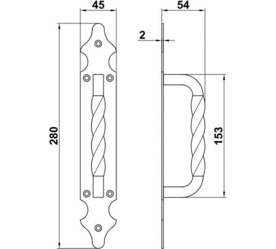 Дверная ручка-скоба Amig черная 101-280x45x2