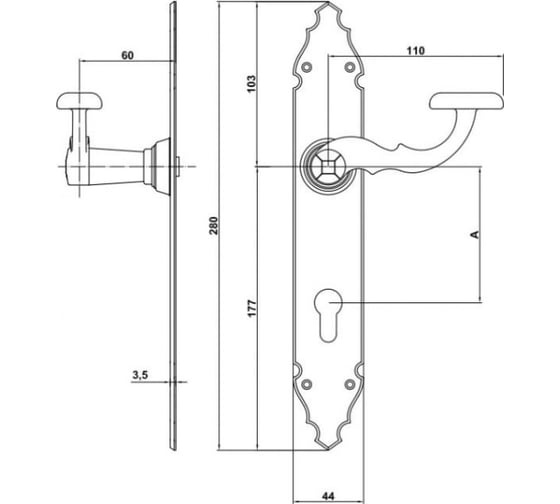 Дверная ручка Amig черная 108-280x45