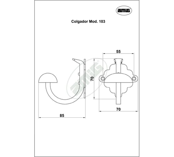 Крючок Amig 103 черный, 1 шт. 6493