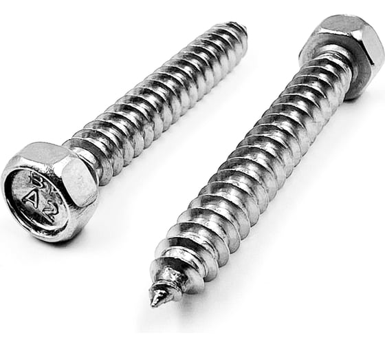 Нержавеющий саморез с шестигранной головкой KREPFIELD 5,5x19 мм, DIN 7976, А2, 40 шт. 7976А2САМОРЕЗ5.5X19-40 1