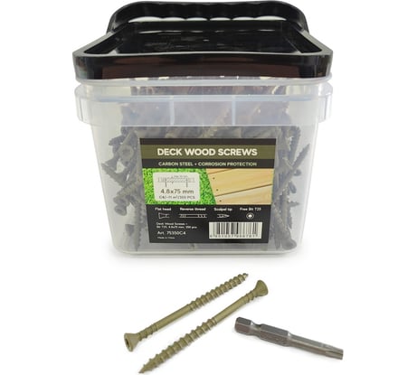 Саморезы для монтажа террас и фасадов Camo Deck Wood Screws 75x4,8 mm, C4, T25 350 шт., с антикоррозийным покрытием, арт. 75350C4