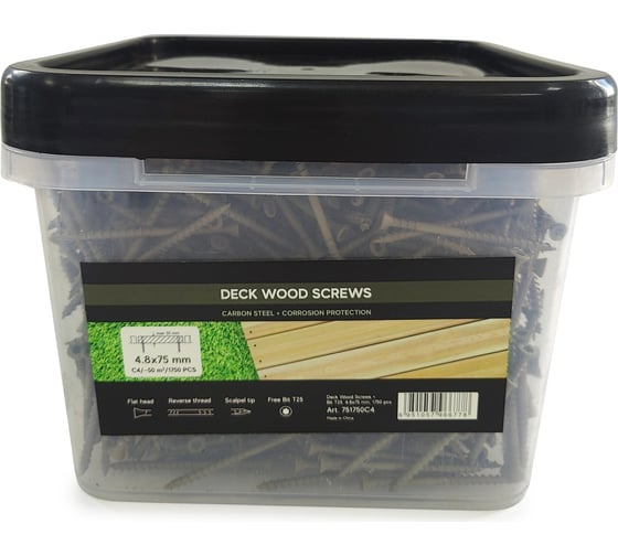 Саморезы для монтажа террас и фасадов Camo Deck Wood Screws 75x4,8 mm, C4, T25 1750 шт., с антикоррозийным покрытием, арт. 751750C4