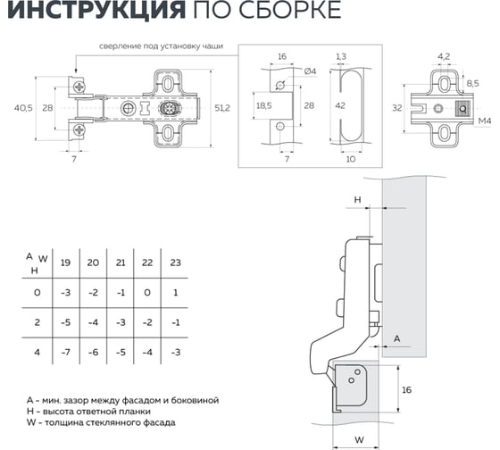 Петля для алюминиевого фасада Lemax PROF clip-on, вкладная, с доводчиком, никель M330-Inst