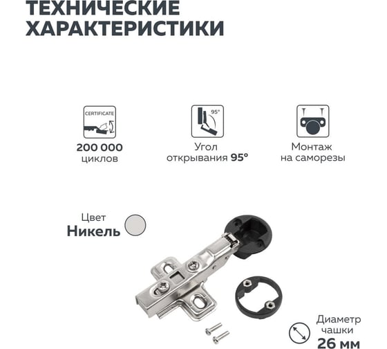 Четырехшарнирная петля Lemax PROF clip-on, с доводчиком, полункаладная, для стекла, никель M320-Half