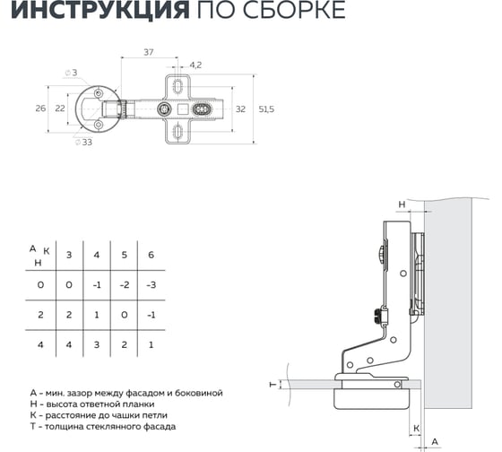 Четырехшарнирная петля Lemax PROF clip-on с доводчиком, вкладная, для стекла, никель M320-Inst