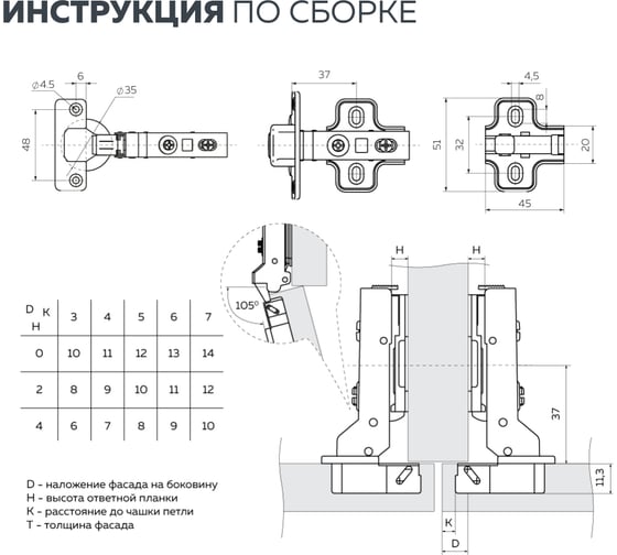 Петля Lemax PROF clip-on, с доводчиком, 105 градусов, полунакладная, никель M301-Half(L)