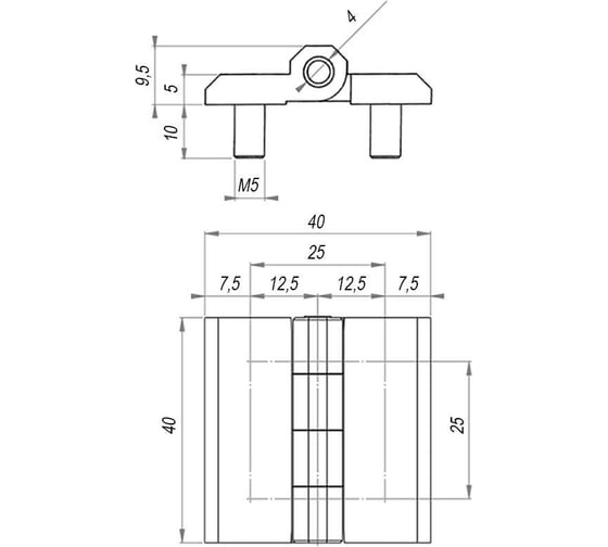 Универсальная шарнирная петля EMES ZMCK40X40