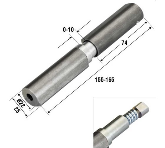Воротная приварная петля с пружиной ALDEGHI LUIGI SPA 155-165x22 мм, левая 1254AL155SS