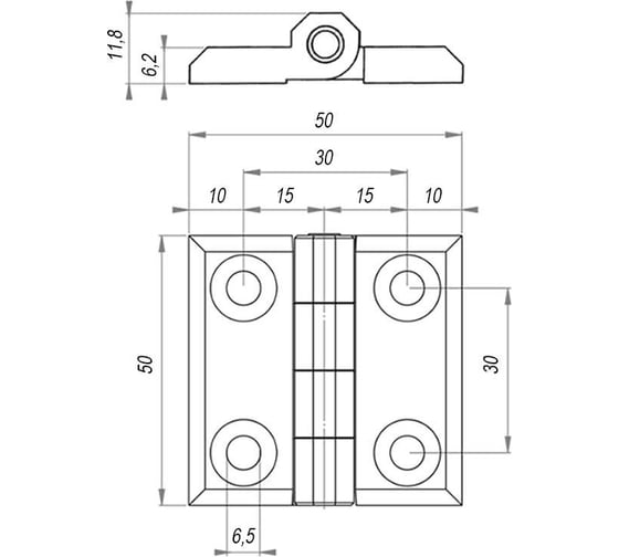 Универсальная шарнирная петля EMES ZMB50X50