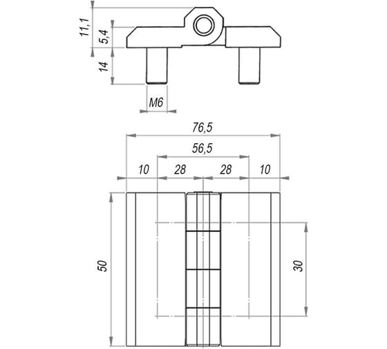 Универсальная шарнирная петля EMES ZMCB50X76