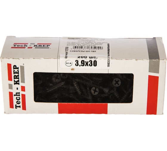 Саморез ШС ГВЛ Tech-Krep 3,9х30 200 шт, коробка с окном 112703