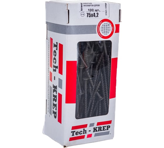 Саморез ШСГД Tech-Krep 4,2х75 100 шт, коробка с окном 102127