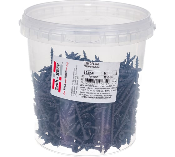 Саморез Tech-Krep 1 кг, 3,8х41, редкая резьба 125585