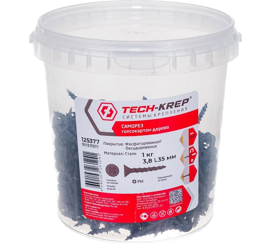Саморез Tech-Krep 3,8*35 редкая резьба 1кг (588 шт.) 125377