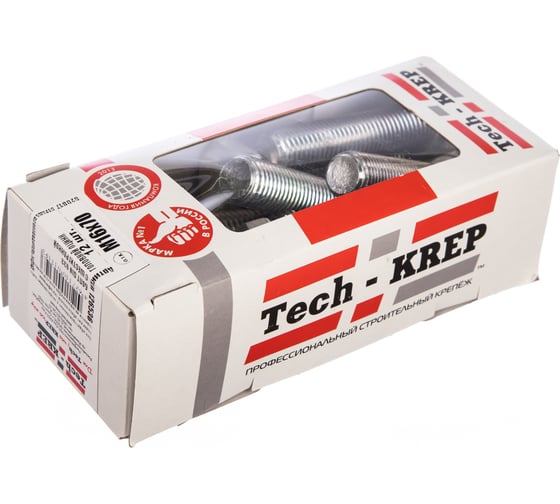 Болт DIN 933 с шестигранной головкой, оцинкованный М16х70, 12шт - коробка Tech-Krep 126536