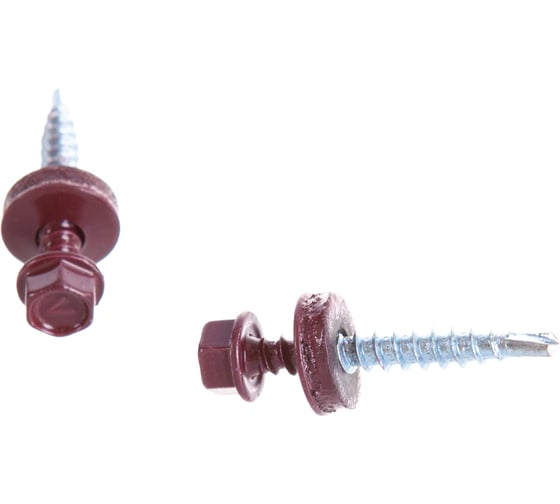 Кровельный саморез Tech-Krep КР сверло 4,8х35 RAL-3005 винно-красный 60 шт, коробка с окном 125552