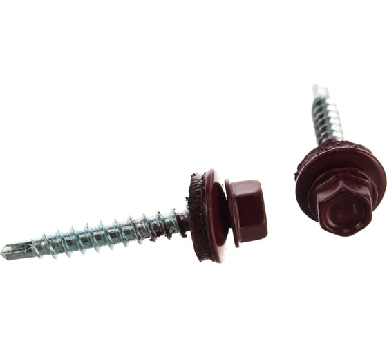 Кровельный саморез Tech-Krep КР сверло 4,8х35 RAL-3005 винно-красный 60 шт, коробка с окном 125552