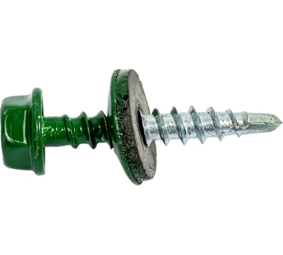 Кровельный саморез Tech-Krep КР сверло 4,8х28 RAL-6002 зелёный 300 шт, ведро 103177 1