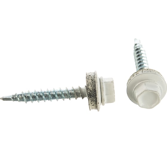 Кровельный саморез Tech-Krep КР сверло 4,8х35 RAL-9003 ярко-белый 60 шт, коробка с окном 124645