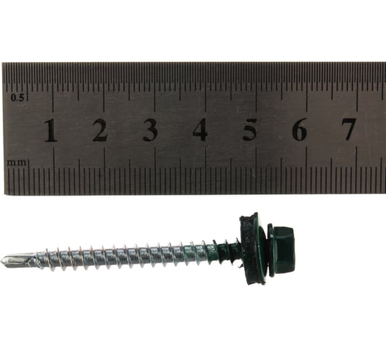 Кровельный саморез Tech-Krep КР сверло 4,8х51 RAL-6005 тёмно-зеленый 60 шт, коробка с окном 125558