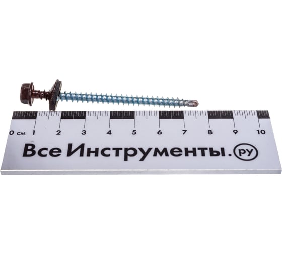Кровельный саморез Tech-Krep КР сверло 4,8х70 RAL-8017 шоколадно-коричневый 30 шт, коробка с окном 125560