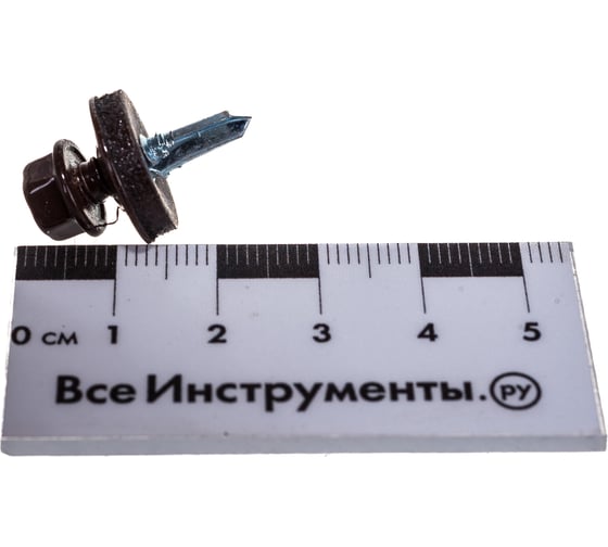 Кровельный саморез Tech-Krep КР сверло 5,5х19 RAL-8017 шоколадно-коричневый, 60 шт, коробка с окном 125702