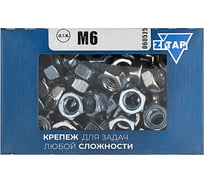 Шестигранная гайка DIN934 оцинкованная М6, 200 шт, коробка с окном Zitar 105247