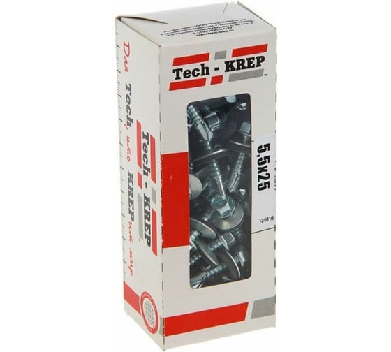Кровельный саморез Tech-Krep КР ZP сверло 5,5х25 60 шт, коробка с окном 124627
