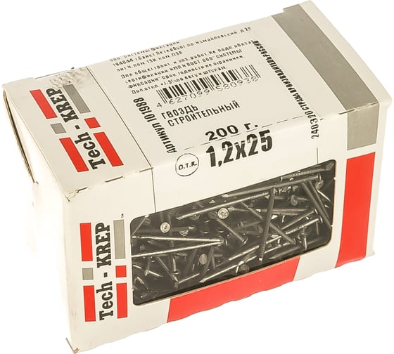 Строительный гвоздь 1.2х25, 200г - коробка Tech-Krep 101988