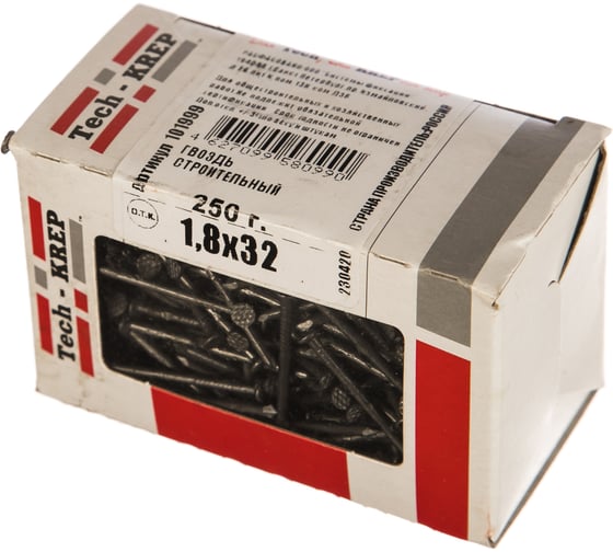 Строительный гвоздь 1.8х32, 250г (примерно 391 шт.)  - коробка Tech-Krep 101999