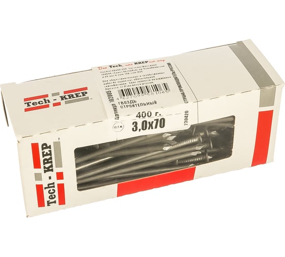 Строительный гвоздь 3.0х70, 400г (примерно 106 шт.)  - коробка Tech-Krep 102005