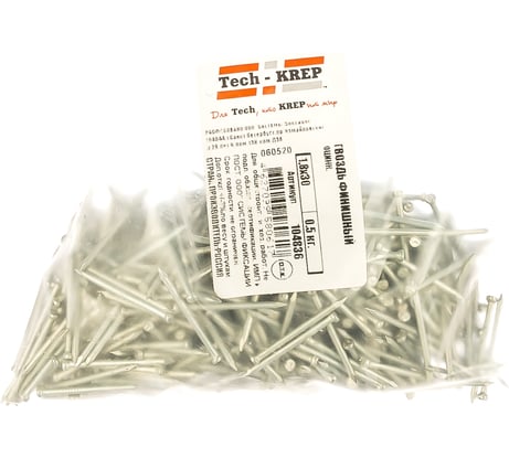 Финишный оцинкованный гвоздь 1.8х30, 0.5кг (781 шт.) - пакет Tech-Krep 104836