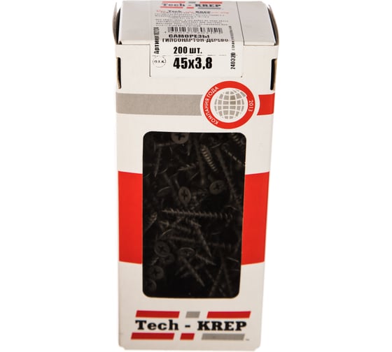 Саморез Tech-Krep ШСГД 3,8х45 200 шт, коробка с окном 102124