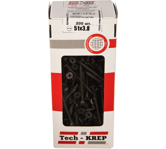 Саморез Tech-Krep ШСГД 3,8х51 200 шт, коробка с окном 102125