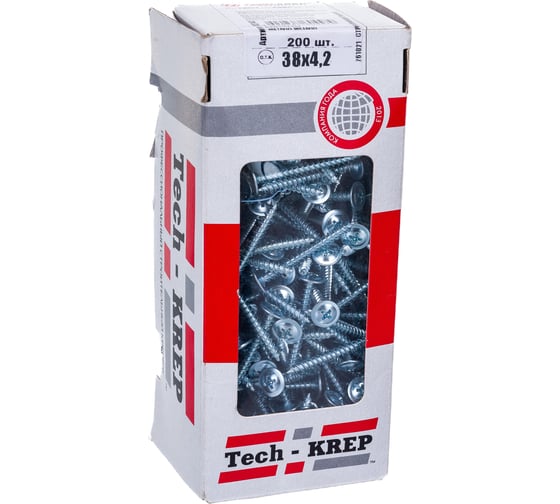Саморез Tech-Krep ШСММ 4,2х38 200 шт, коробка с окном 102143