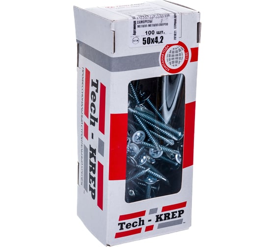 Саморез Tech-Krep ШСММ сверло 4,2х50 100 шт, коробка с окном 102154