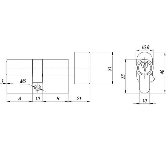 Цилиндровый механизм с вертушкой AJAX (AX102/60) AX1002Knob60 (25+10+25)/HD AB бронза 4Key 44847