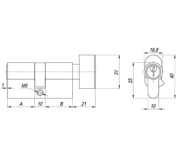 Цилиндровый механизм с вертушкой AJAX (AX102/60) AX1002Knob60 (25+10+25)/HD CP хром 4Key 44843