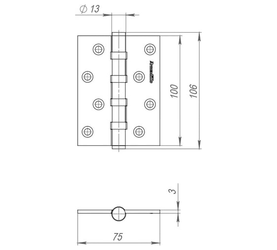 Универсальная петля ARMADILLO IN4500UC-BL BL 100x75x3 INOX304 черный, блистер 46733
