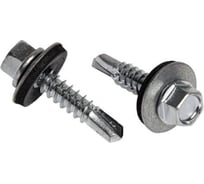 Кровельный саморез 4.8х29 сверло, цинк, с резиновой прокладкой, 50шт Ekt 11048029