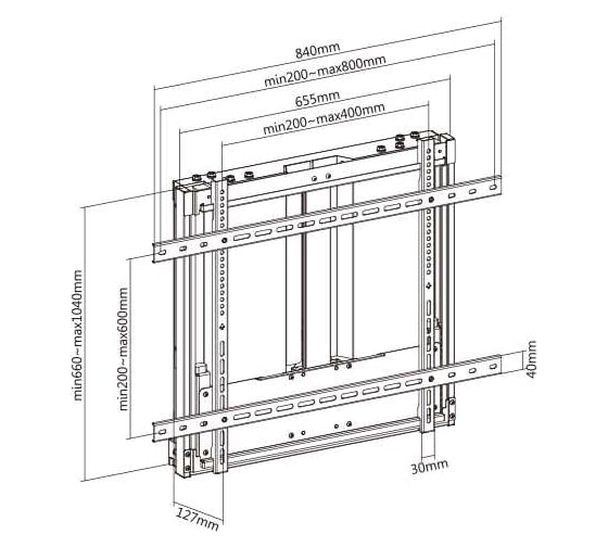 Крепление с плавной регулировкой по высоте Wize Pro FH90A 70"-90", VESA 800x600, 60-90 кг, черный 141128