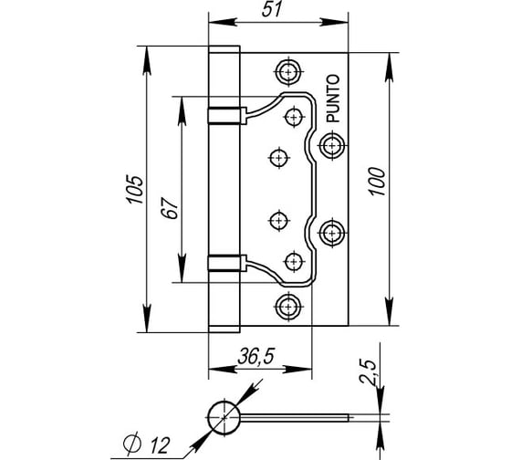 Универсальная петля без врезки PUNTO IN4200W-HD AC (200-2B/HD 100x2,5) медь 35545