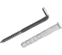 Рамный дюбель 8х80, одинарная зона, нейлон, с шурупом-крюком, 2шт Ekt 33879