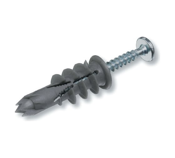 Пластмассовый дюбель для гипсокартона DRIVA CLICK TP10 с шурупом 4.5х45, 6шт Ekt 56580