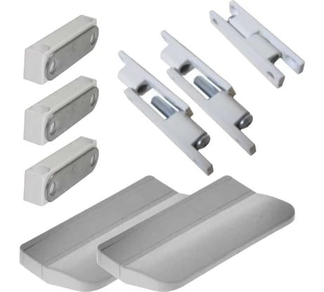 Набор для ремонта антимоскитной сетки 3 защелки магнитные, 3 петли, 2 ручки s32-2 белый KOMFORT москитные системы НРМС002